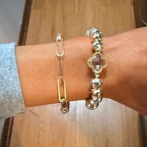 Set of 2 Mixed Metal Beaded Bracelets